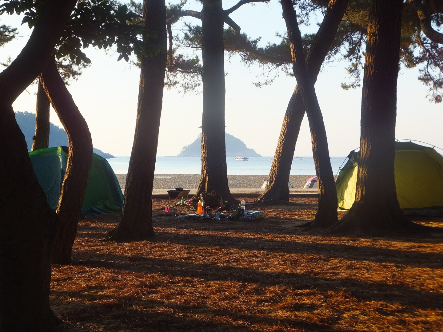 Camping on Sangju Beach, Namhae, South Korea